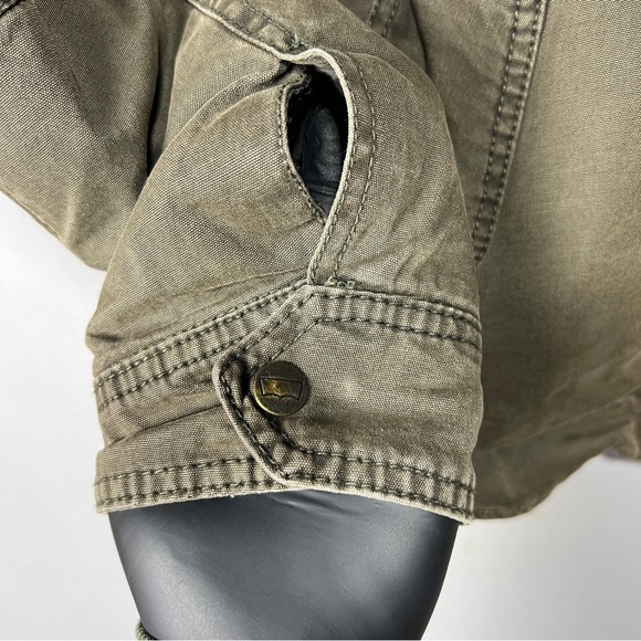 Levi's Men Olive Green Military Field Jacket with Epaulettes Size CH - Picture 3 of 10